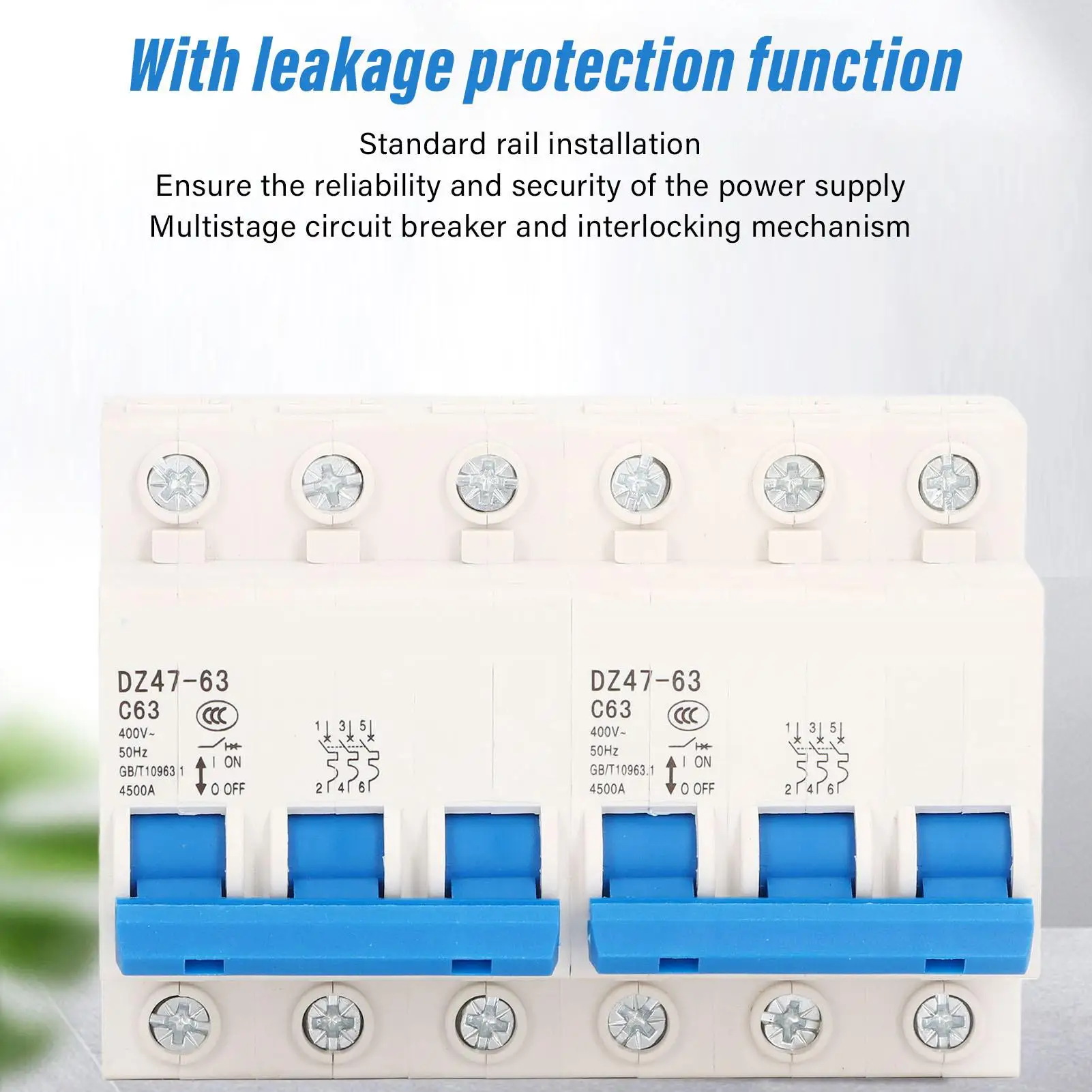 قاطع دائرة الطاقة المزدوج بتيار متردد 400 فولت، مفتاح نقل يدوي صغير التعشيق 3P3P متوافق مع DIN #5