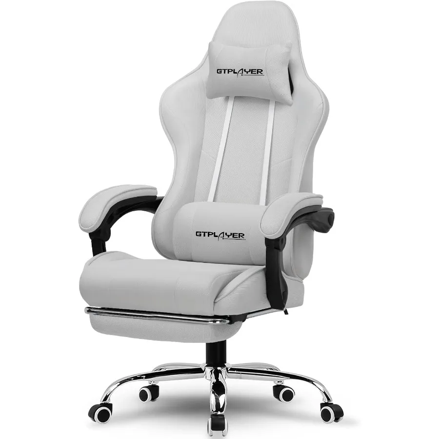 كرسي ألعاب مع كرسي كمبيوتر بمسند للقدمين مع دعم قطني كرسي ألعاب قابل للتعديل مع مقعد دوار 360 درجة ومسند للرأس