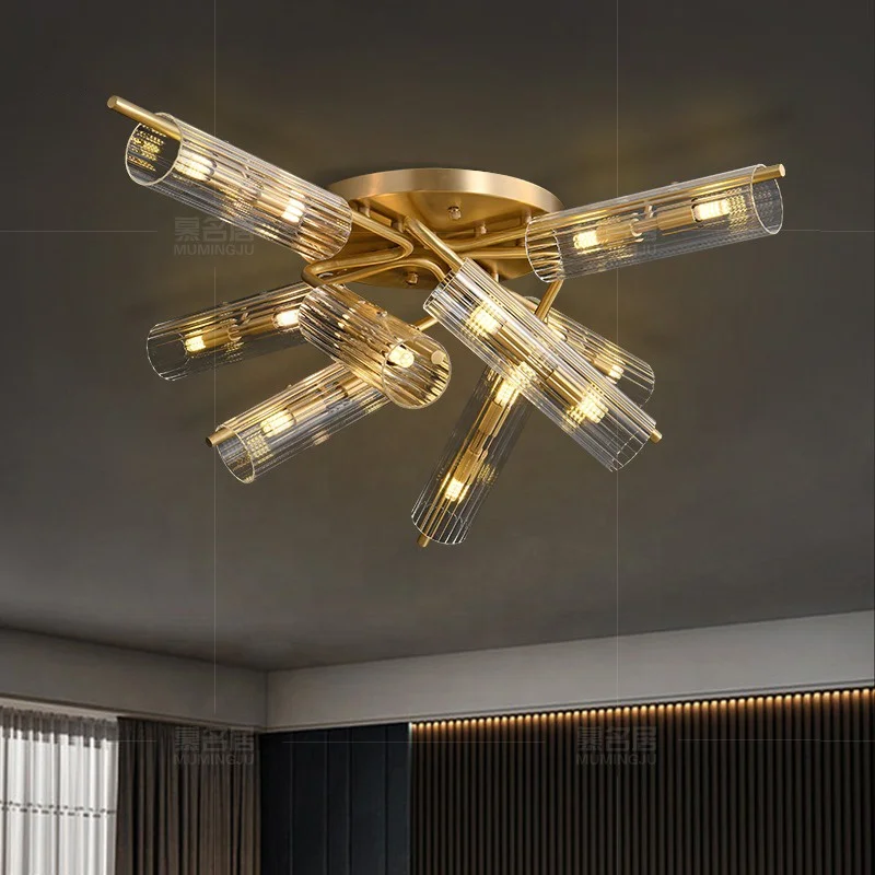 Postmodern Luxury Brass Gold Ceiling Light Designer Glass Minimalist Living Room Dining Room Bedroom