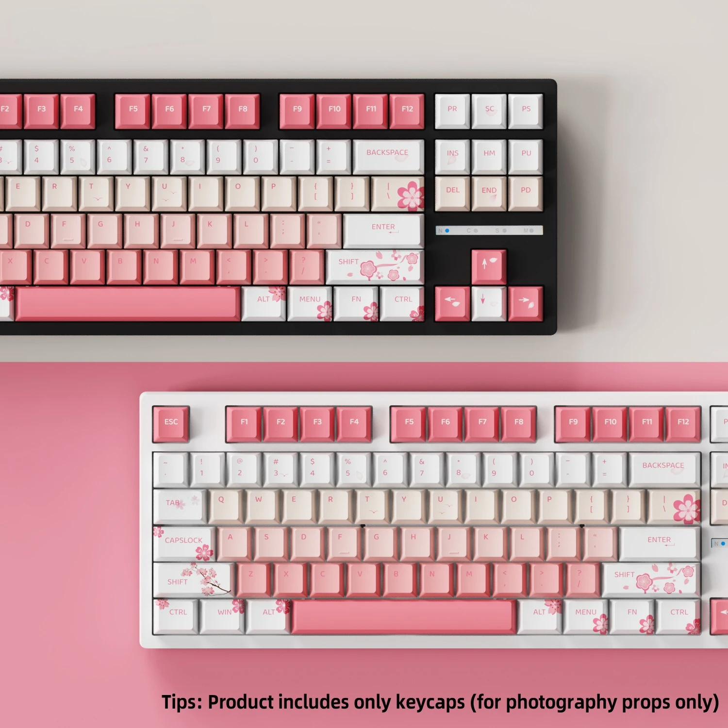 109 Keys Cherry Blossom Keycaps PBT Cherry Profile Pink Key Caps for MX Switch Mechanical Keyboard 61 68 75 84 87 89 96 100 104