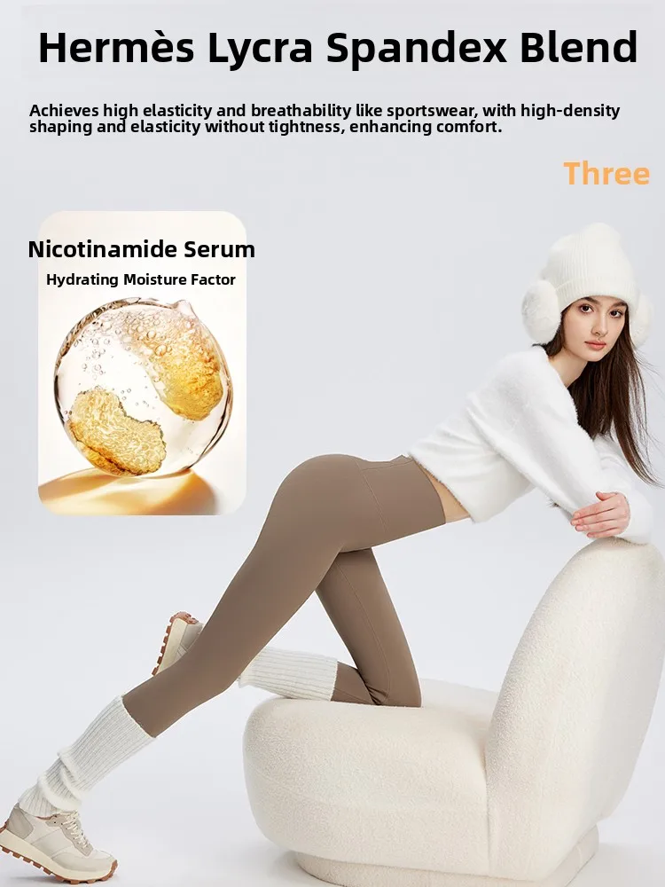 High-Waisted Fce Lined ark Pants Women's Fitn Yoga Pants Outerwear Autumn Winter plus Size Big Code Sports Wear