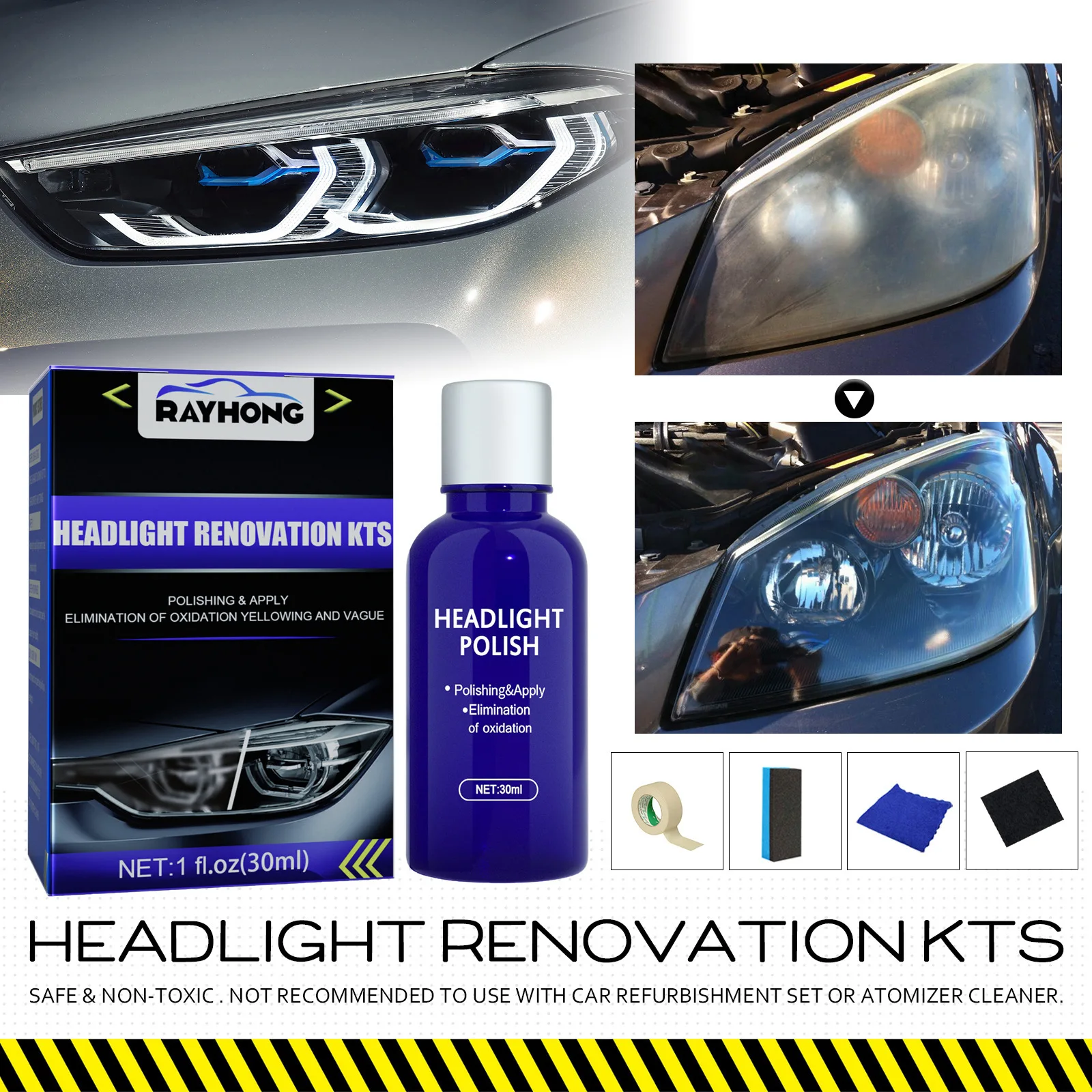 1x 30ml 9H Headlight Cover Len Restorer Repair-Liquid Resin Polish Cleaner Car Liquid Ceramic Coat To Repair The Light Scratches