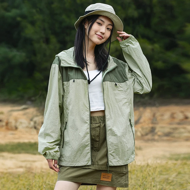 Men's UV Protective Hooded Jacket UPF50+ Windproof Quick Dry Anti Crease Summer Beach Walking Coat Unisex