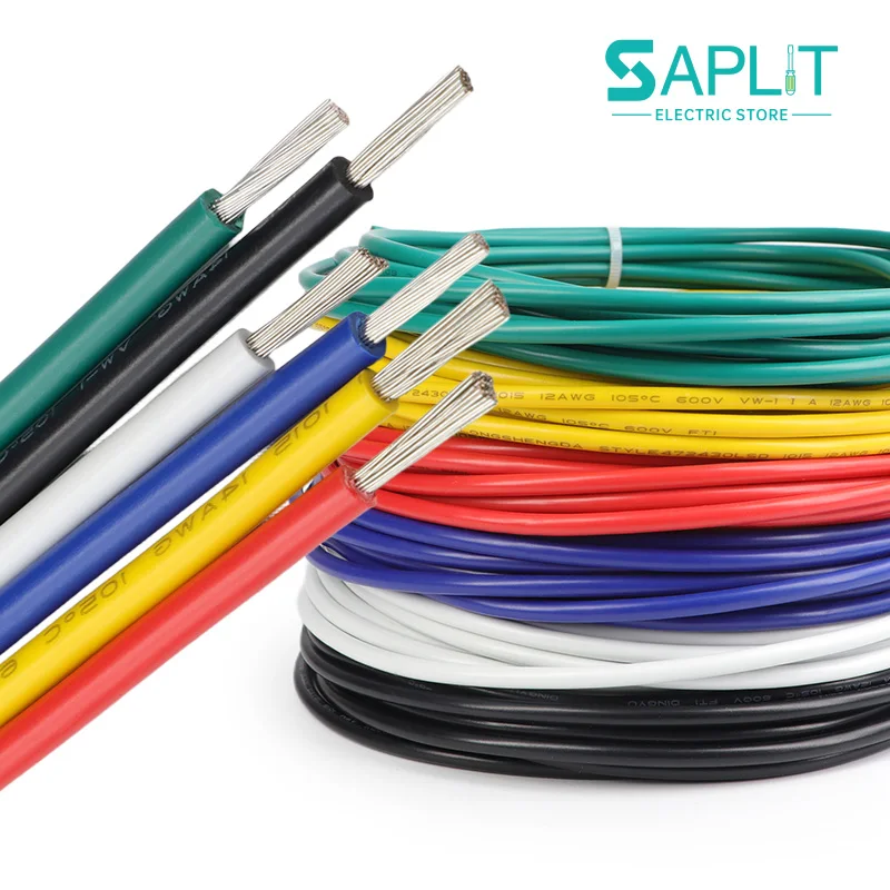 1-20m 1015 Copper Wire 24 22 20 18 16 14 12 10 8AWG Environmental PVC Insulated Tinned plated Electronic Cable DIY LED Line