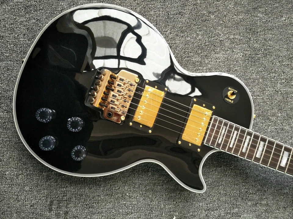 New lp black standard star custom guitar Gold Metal floyed rose electric guitar Gold pickup rosewood fingerboard guitar