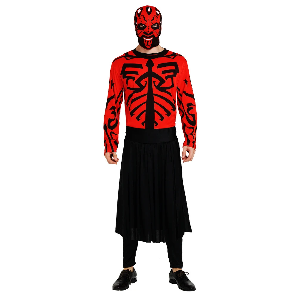 Darth Maul Cosplay Costume Red Uniform Suit Adult Halloween Carnival Party Costumes for Man Horror No sword