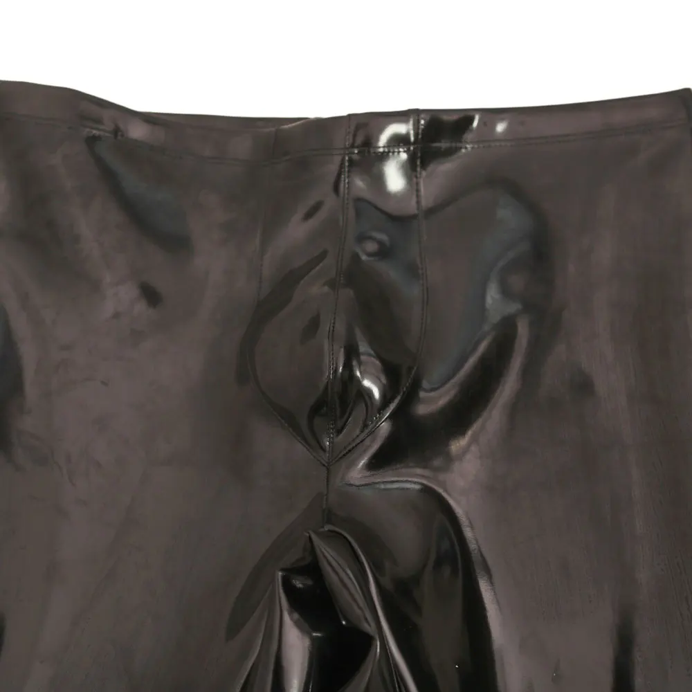 Pantaloni a matita in pelle PU da uomo in lattice di stoffa di moda Pantaloni a gamba sottile attillati sexy in PVC lucido Uomo Nightclub Pantaloni modellanti punk Sexy