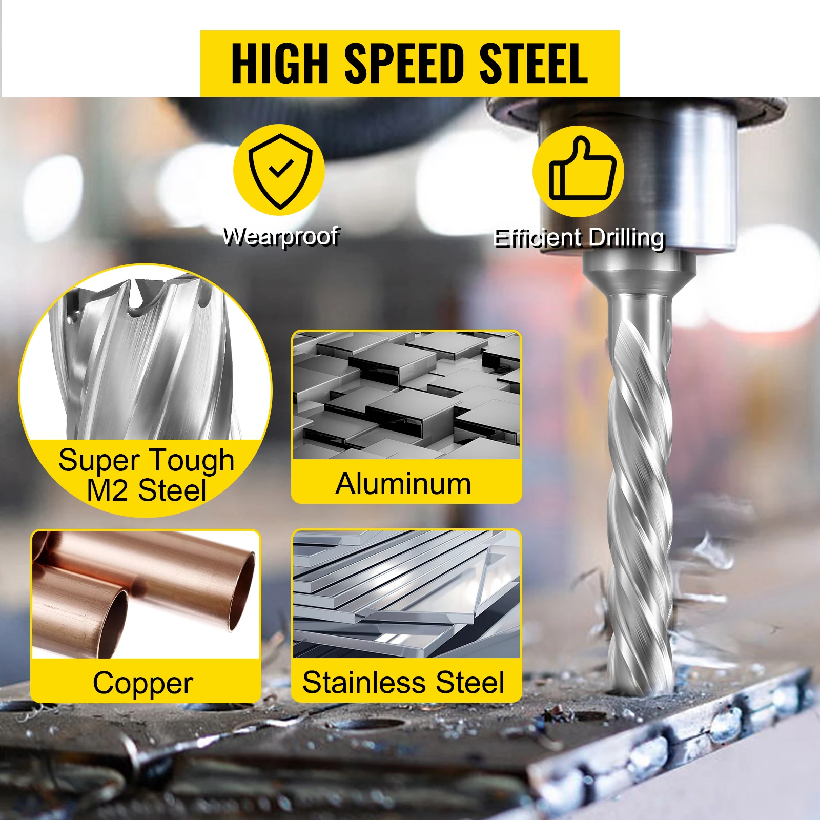 VEVOR 6/11Pcs HSS anulare Cutter 11-50mm Core Drill Bit Hole Saw Cutter 3/4in Weldon Shank 2in profondità Set di utensili per trapano magnetico