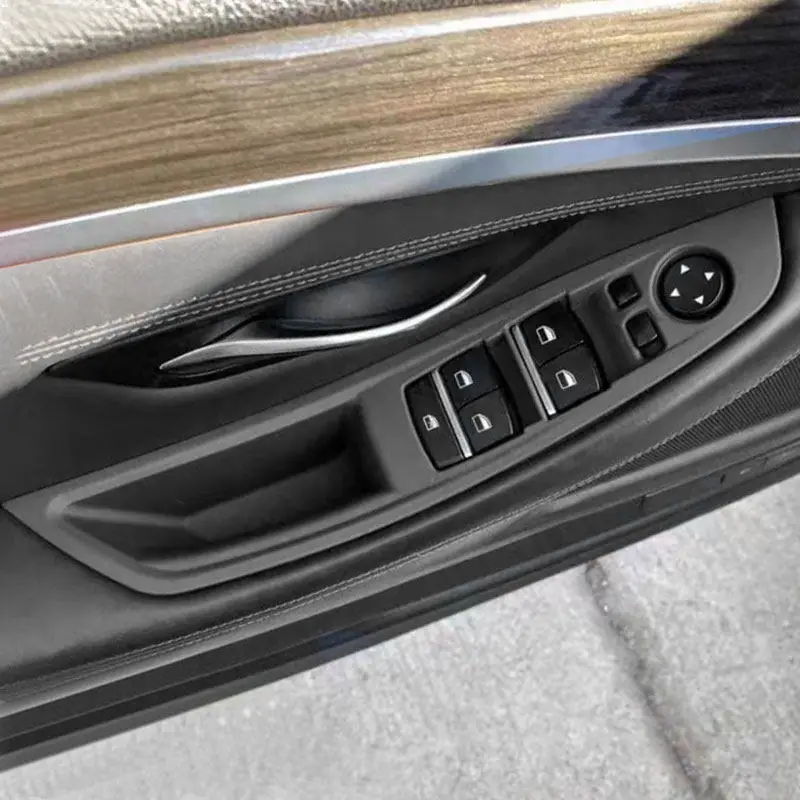 

LHD Car Door Panel Armrest Window Lift Button Frame ABS Matte Black Trim For BMW 5 Series F10 F18 2011 2012 2013 2014 2015-2017