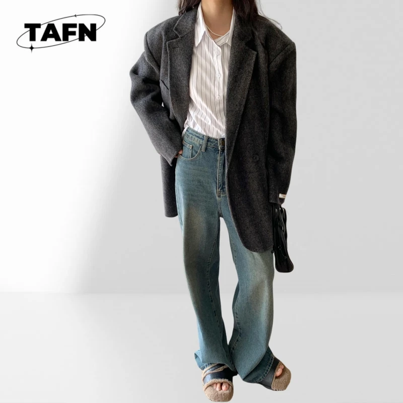 

Женское модное длинное пальто-тренч: стильная двубортная верхняя одежда для работы или повседневного использования, двубортное длинное пальто для офиса и на каждый день AK2704