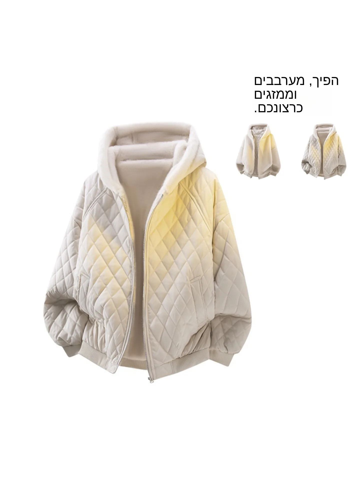 

Double-Sided Wear Thickened Fleece-Lined Cotton Jacket for Men Winter Warm Outerwear Loose Lamb Fur Cotton Coat Zipper Closure
