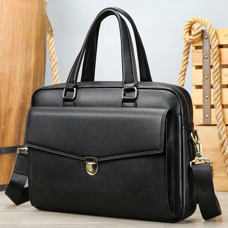 

Мужской портфель из натуральной кожи, высококачественная мужская сумка из воловьей кожи с верхним слоем, кожаная деловая сумка большой вместимости, дорожная сумка