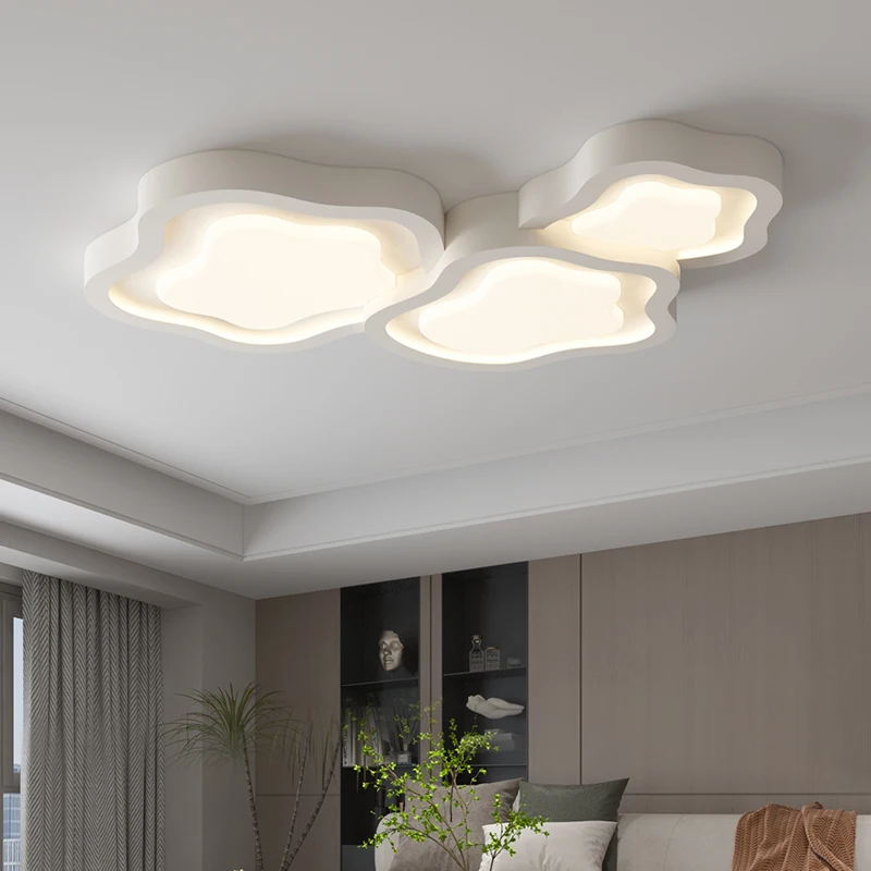 Plafonnier LED de Style Crémeux et Nordique avec Télécommande, Luminaire Décoratif d'Nik, Idéal pour une Chambre à Coucher ou un Salon