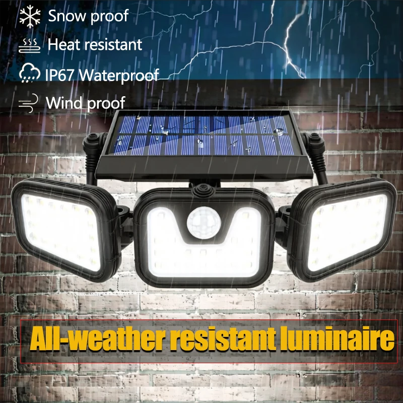 74LED Solar Light 3 Head Motio - огляд і ціна Outdoor Lighting Front Yard