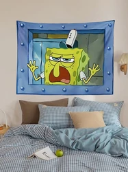 Octopus Brother SpongeBob SquarePants Cartoon Hanging Cloth Bedroom Wall Decoration Background Cloth Cute and Funny Tapestry