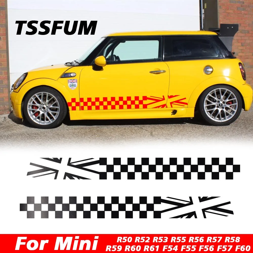 Union Jack Car Track Racing Sticker Car Door Side Sticker for Mini Cooper S R50 R52 R53 R55 R56 R59 R60 R61 F54 F55 F56 F57 F60