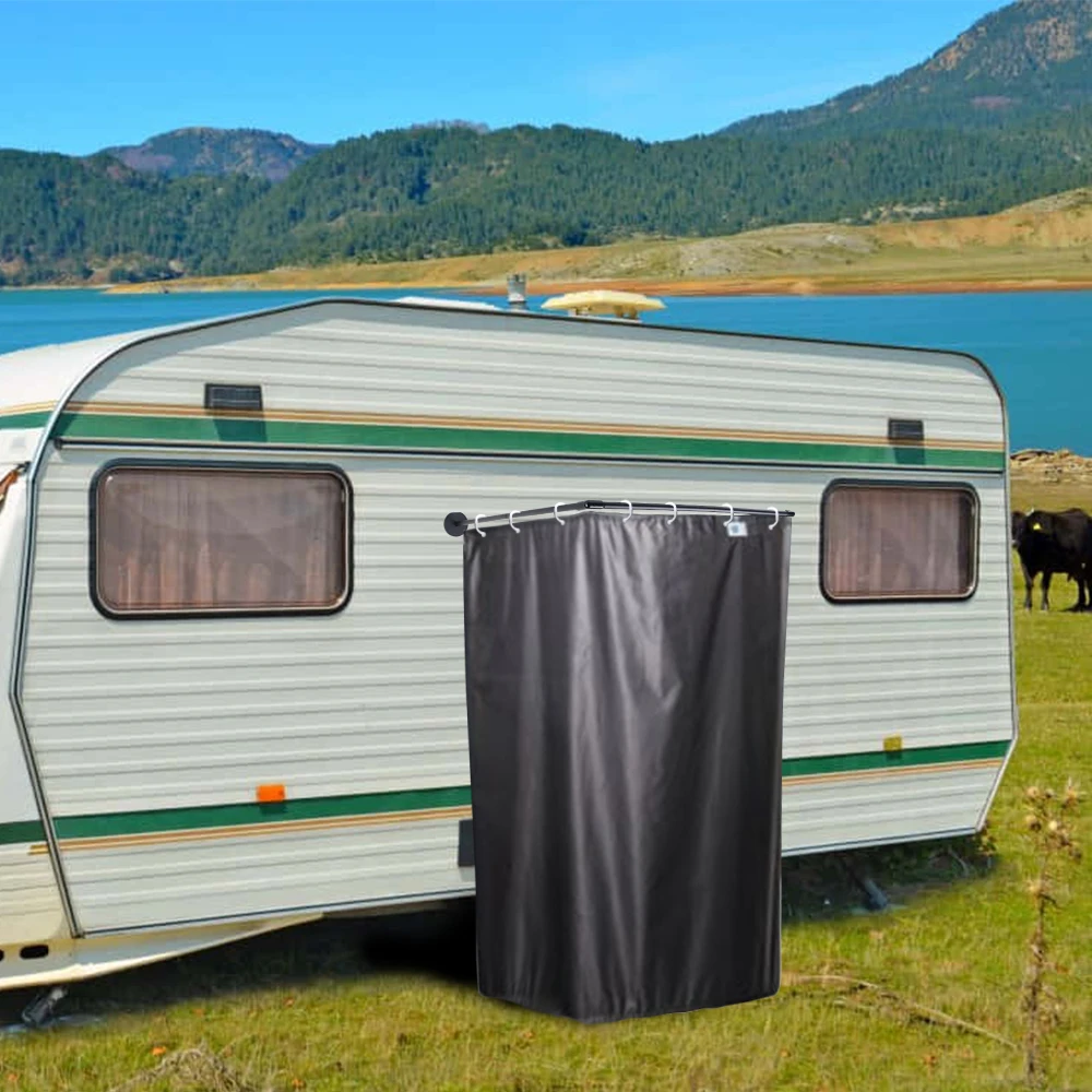 

Caravan Camping Outdoor Shower Cabin Cubicle Stall Enclosure Kits With Magnetic Bracket Rod Shower Curtain For Motorhomes