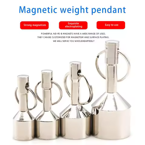 Silver Color Super Strong Metal Magnet Check Car Keys Keychain Split Ring Pocket Keyring Hanging Holder Portable Outdoor Tools