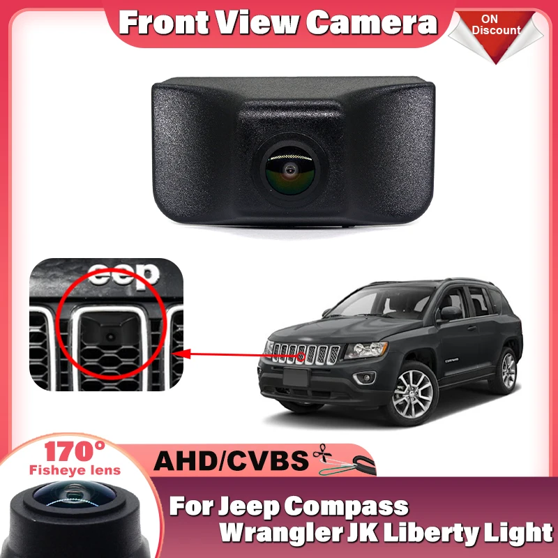 HD 1080P 170°Wide Angle Night Vision Vehicle Front View Fisheye Camera For Jeep Compass Wrangler JK Liberty Light Car Attachment