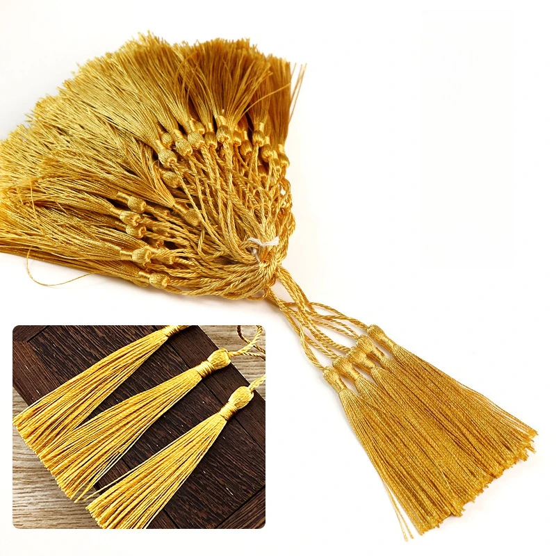 DIY Projects Gold Polyester Floss Soft Craft Bookmark Tassels Cord Loop Small Chinese Knot Jewelry Making