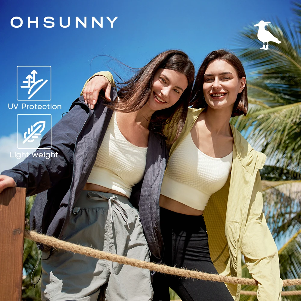 

OhSunny Hiking Jackets for Women Sun Protective Running Jacket Casual Zipper Hoodies with Large Pockets Outdoor Anti-UV UPF50+