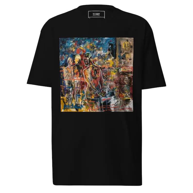 Street Symphony Men's Premium Heavyweight Tee – Urban Abstract, Heavyweight Tee, Men's Streetwear, Artistic T-Shirt