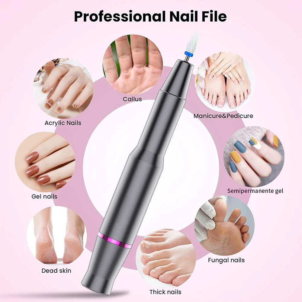 Electric Nail Drill Machine Professional Manicure Set With Nails Drill Bits Nail File Gel Polish Remover Pedicure And Nail Tools