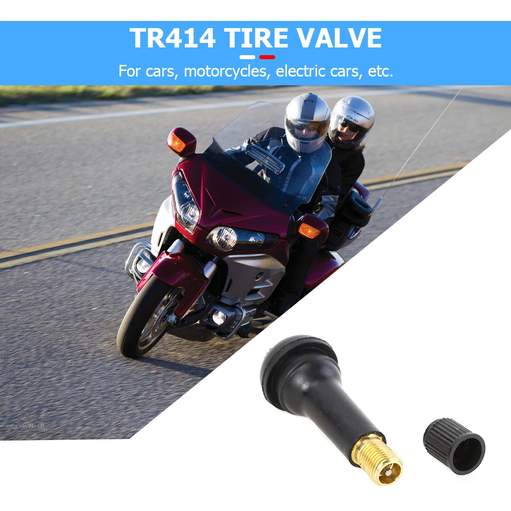 100pcs TR-414 Snap In Rubber Valve Stems TR414 Tubeless Tire Valves with Caps