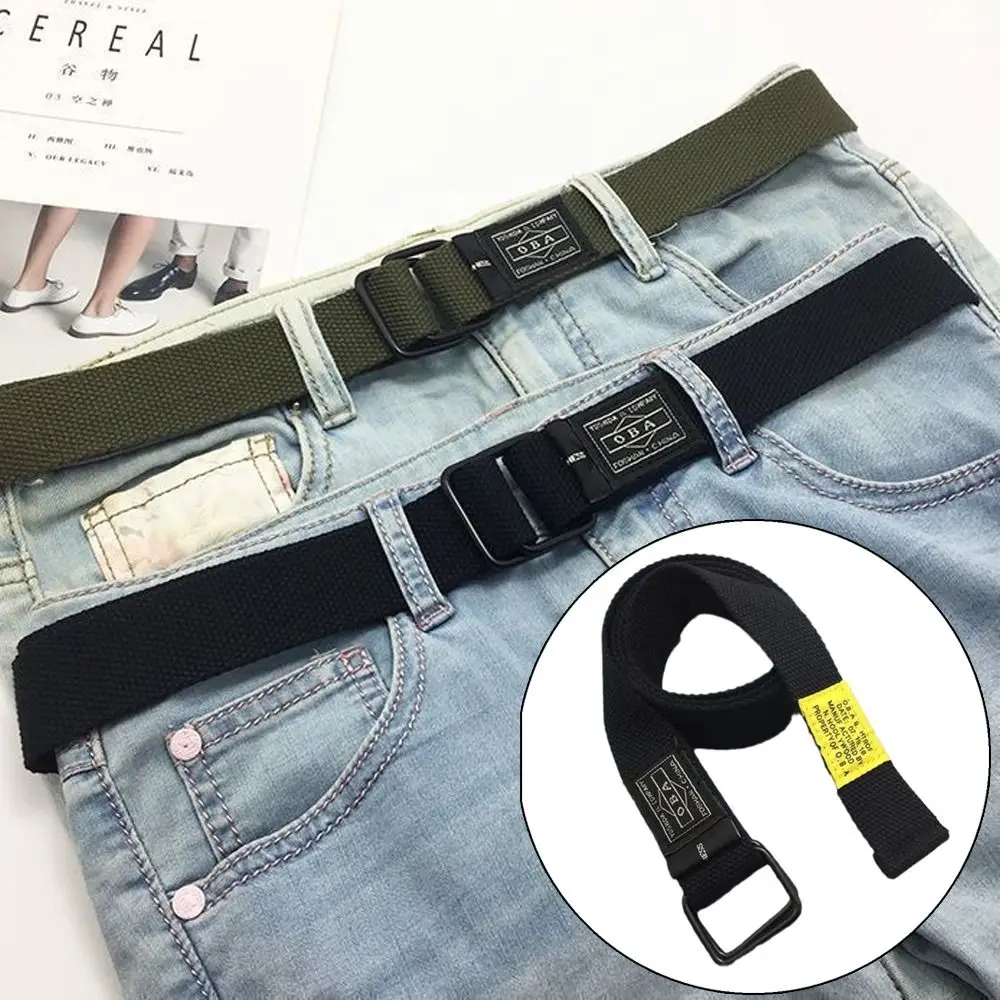 Fashion Luxury design Nylon Braided Belt Simple Versatile Double Ring Waistband Weave Waist Band