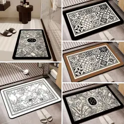 Vintage Print Mat Diatom Mud Super Absorbent Anti Slip Rug Floor Entrance Carpet Indoor Living Room Bathroom Decorative Doormats