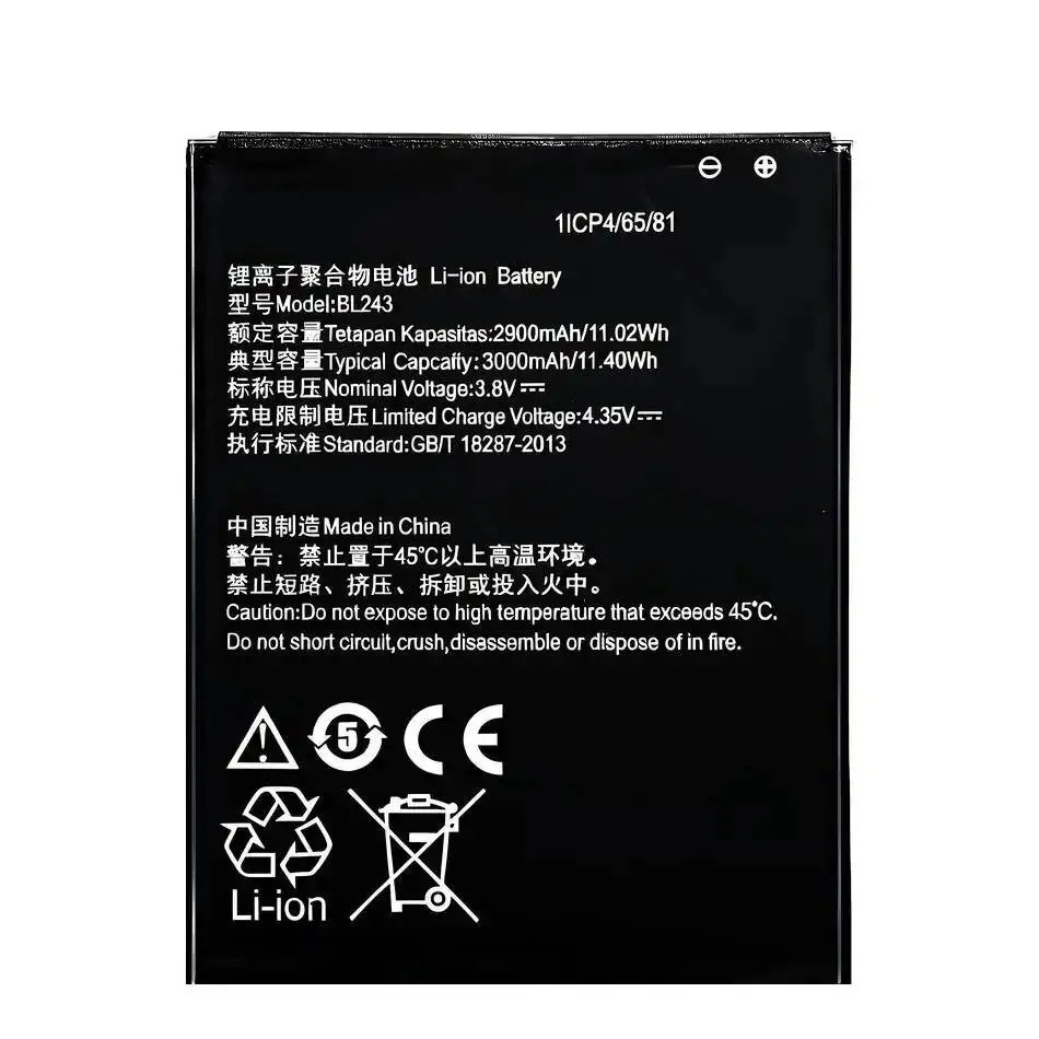 

Battery BL243 BL256 BL270 For Lenovo K3 K5 Lemon K6 Note (Dual K50-T5 K53a48 L38012k9 6.0 8 Plus Lite 3000-4000Mah