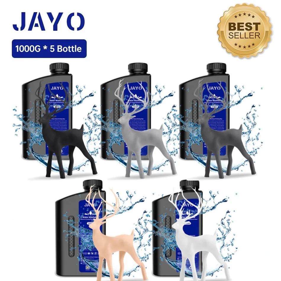 JAYO Water Washable Standard/ ABS Like Resin 3D Printer Resin 405nm UV Standard Rapid Photopolymer Resin For LCD/DLP/SLA 5Bottle