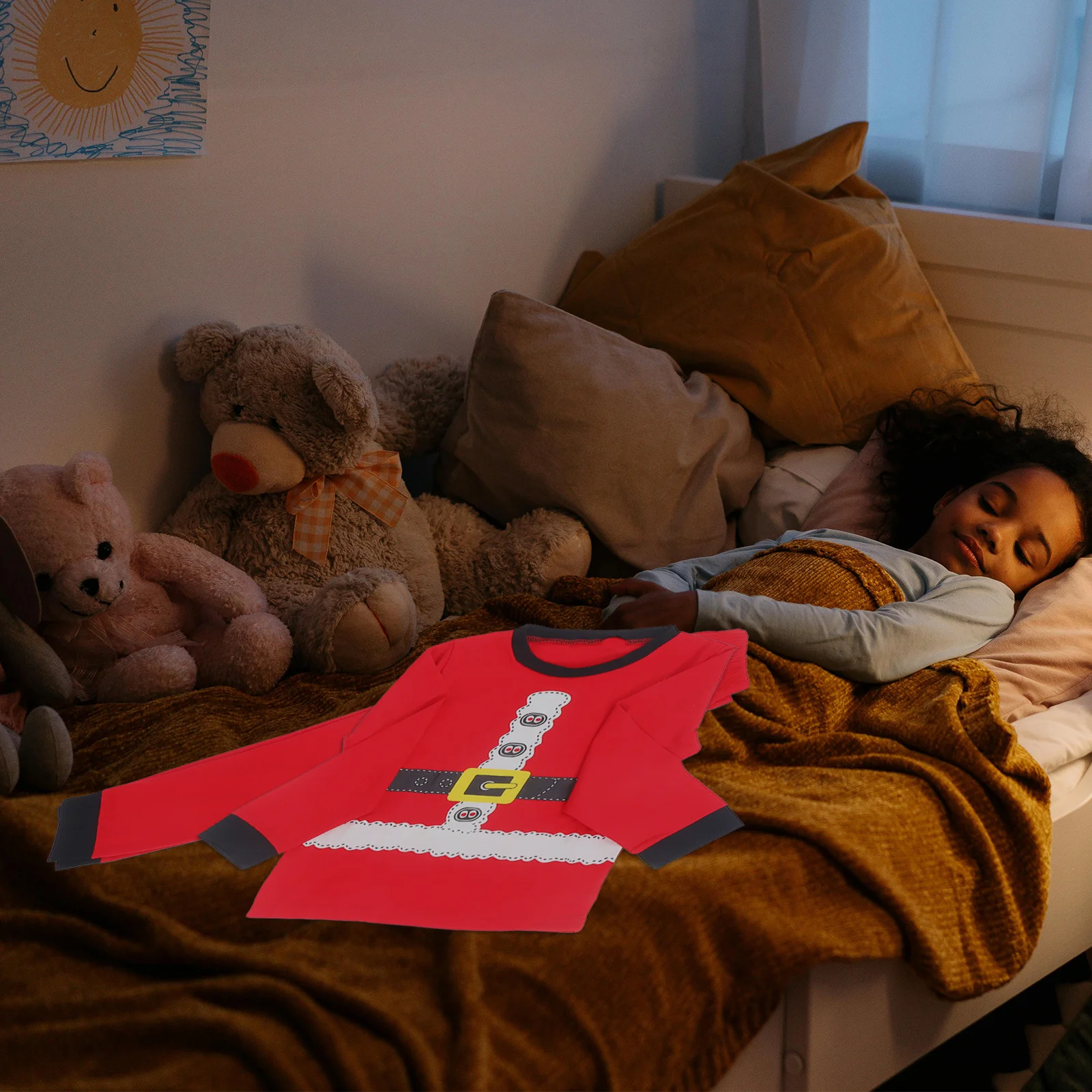 

1Set Kids Xmas Santa Claus Sleepwear Size 110 Soft Comfortable Breathable Leisure Wear Christmas Sleepwear Prop Kids Costume