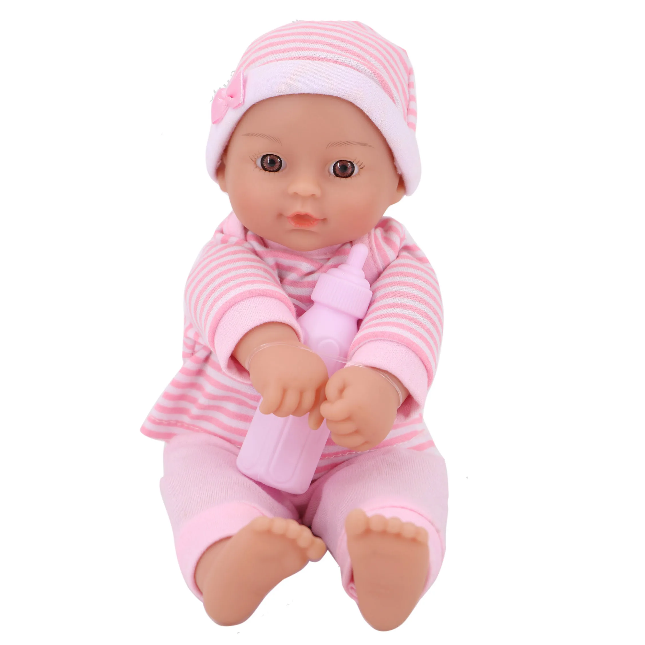 11-inch Sweet Baby Girl -Mini Newborn baby-100% Machine Washable, Comes with Baby Bottle，Soft Body Vinyl Christmas Gift