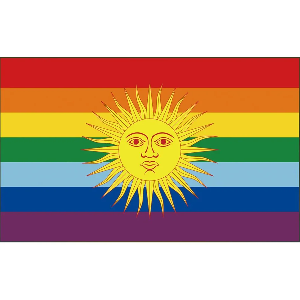 Gender Rainbow pride Flag gay freedom with Inca Republic sun 3x5ft custom any hobby flag banner