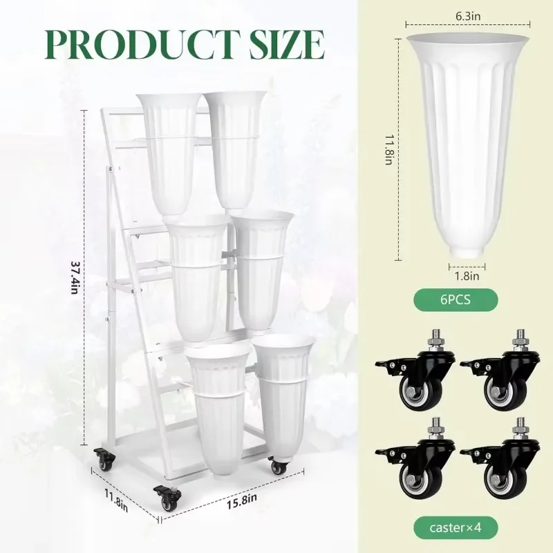 for Metal Mobile Flower Display Cart Multi-Layer Storage Rack for Retail Store Supermarket Garden Home Decor Stand image 4