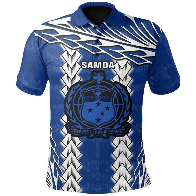 Samoa Flag Map 3D Printed Polo Shirts For Men Clothes Samoan National Emblem POLO Shirt Casual Man Short Sleeve Hawaii Tee Tops