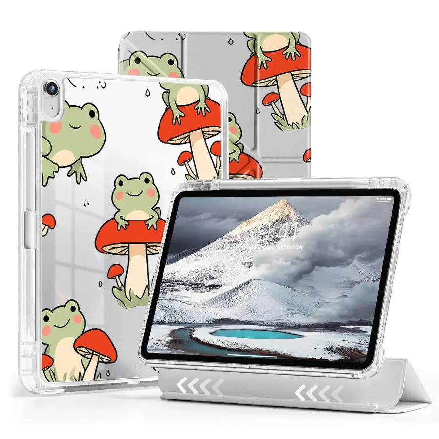 

Чехол для планшета с изображением причудливых лесных лягушек для iPad Air 4 5 M3 M2 M4 11 дюймов, Mini 6 7 Pro 2025 11th 10th 9th 8th 7th, 12.9 дюймов, с держателем