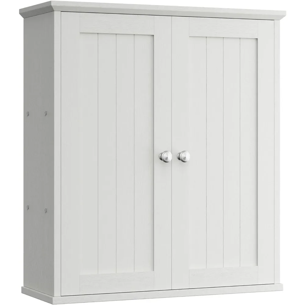 

Bathroom Wall Cabinet, Space Saving Medicine Cabinet, Over The Toilet Storage with 2 Door & 3-Tier Storage Space, White