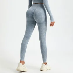 Mallas Push Up de cintura alta para mujer, Leggings deportivos ajustados sin costuras, informales, lavado, Sexy, otoño