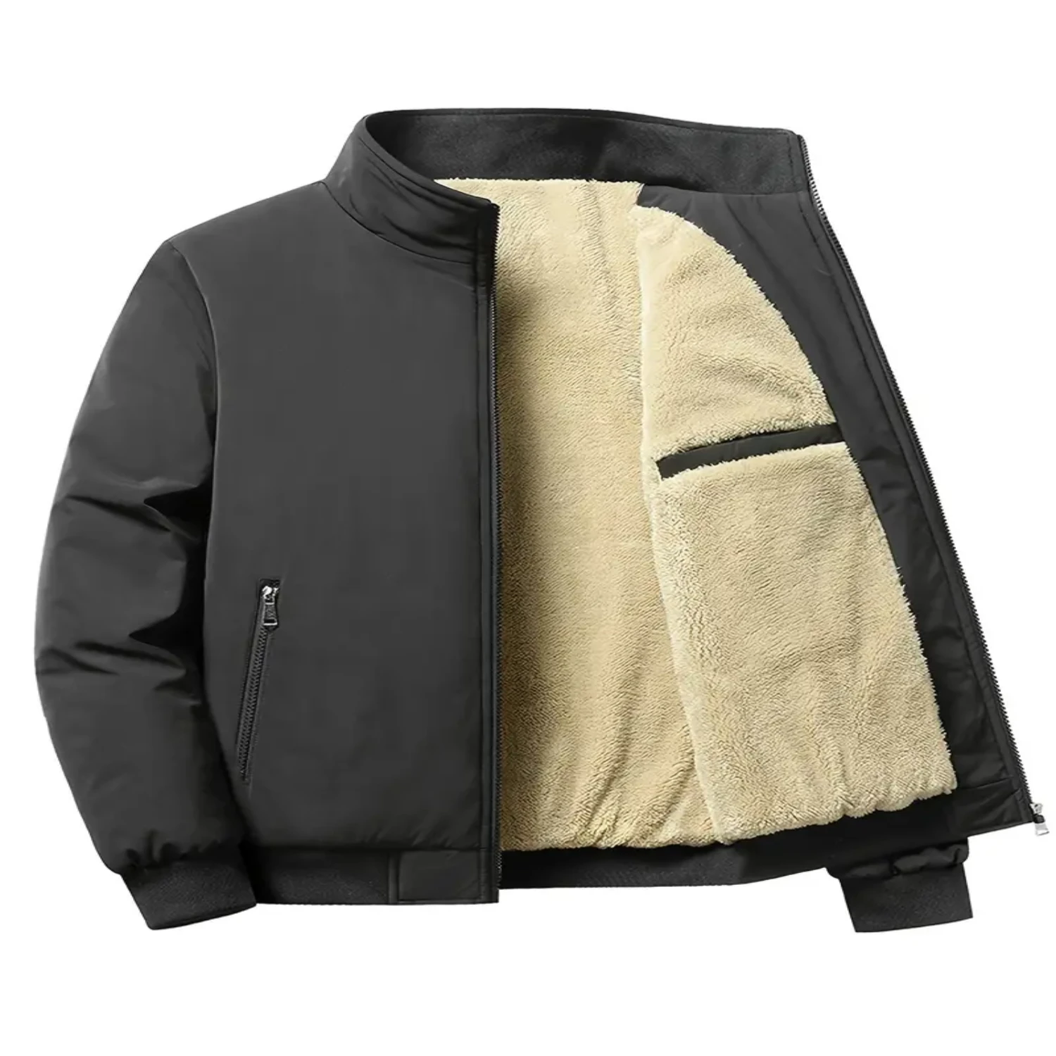 Men's Fleece Lined Zip Up Jacket For Big And Tall Guys, Plus Size