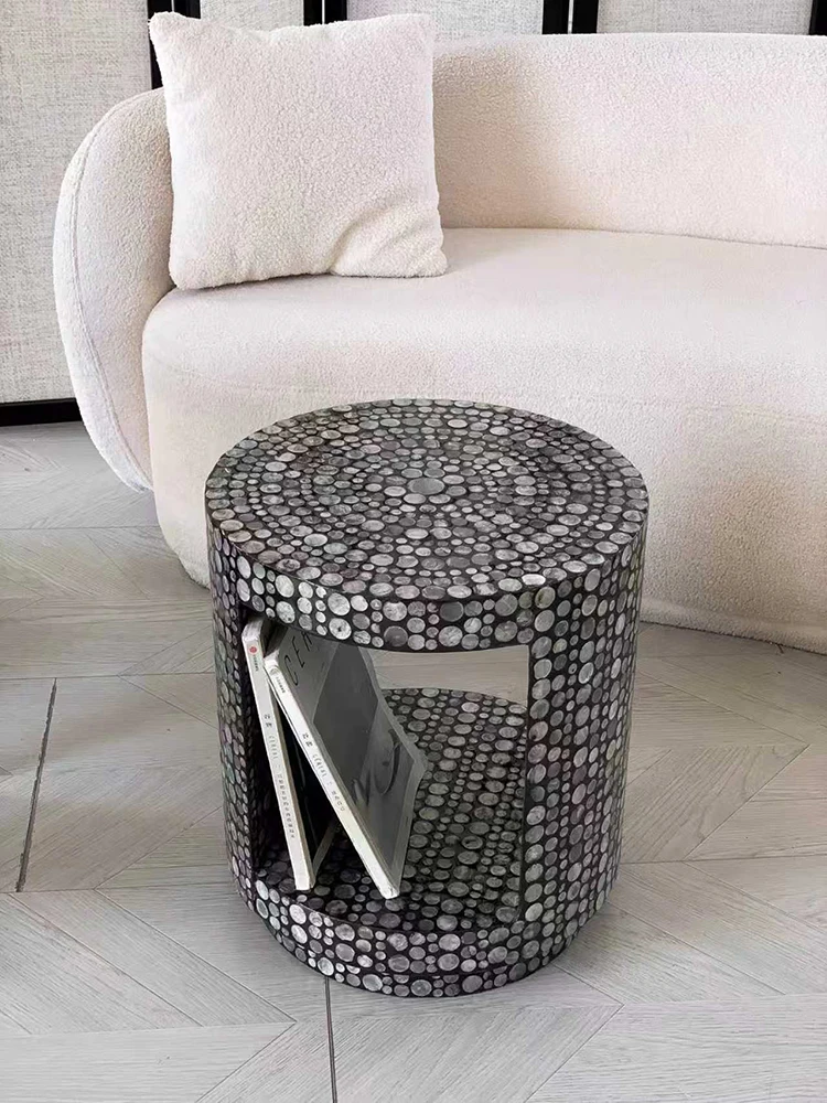 Modern Shell Storage Coffee Table Art Pearl Decoration Living Room Sofa Corner Tables Furniture