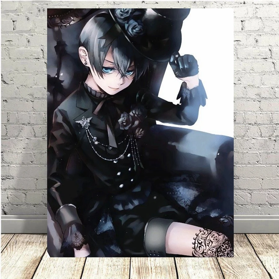 Black Butler 5D DIY Diamond Painting Sebastian Japanese Anime Figure Mosaic Embroidery Rhinestone Hobbies Gift Decor Bedroom