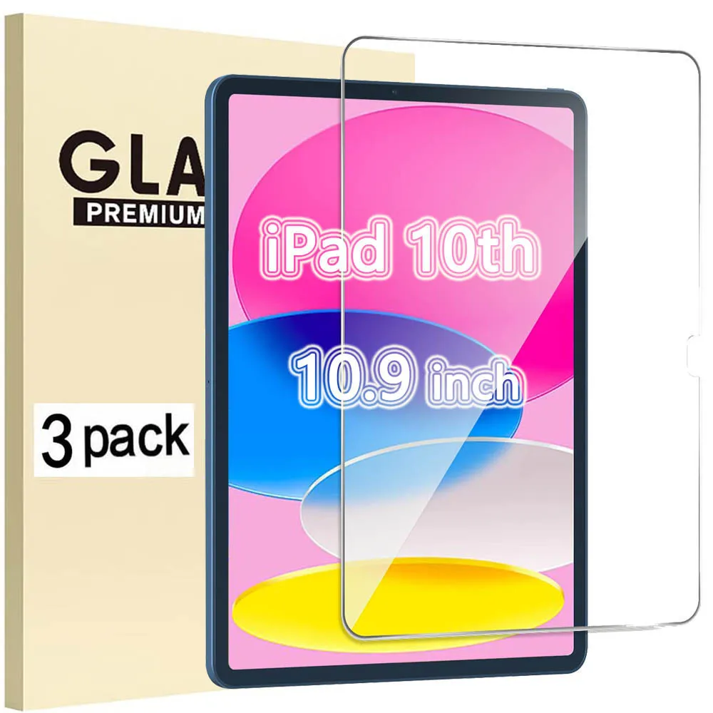 (3 Packungen) gehärtetes Glas für Apple iPad 10 2022 10,9 10. Generation A2696 A2757 kratzfeste Displayschutzfolie Tablet-Folie