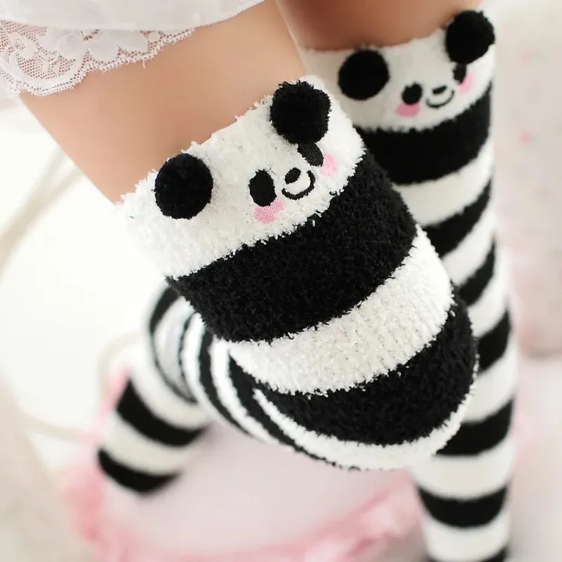 Calzini al ginocchio modellanti animali ragazza giapponese Mori a strisce carino adorabile Kawaii accogliente calze lunghe a coscia calza calda