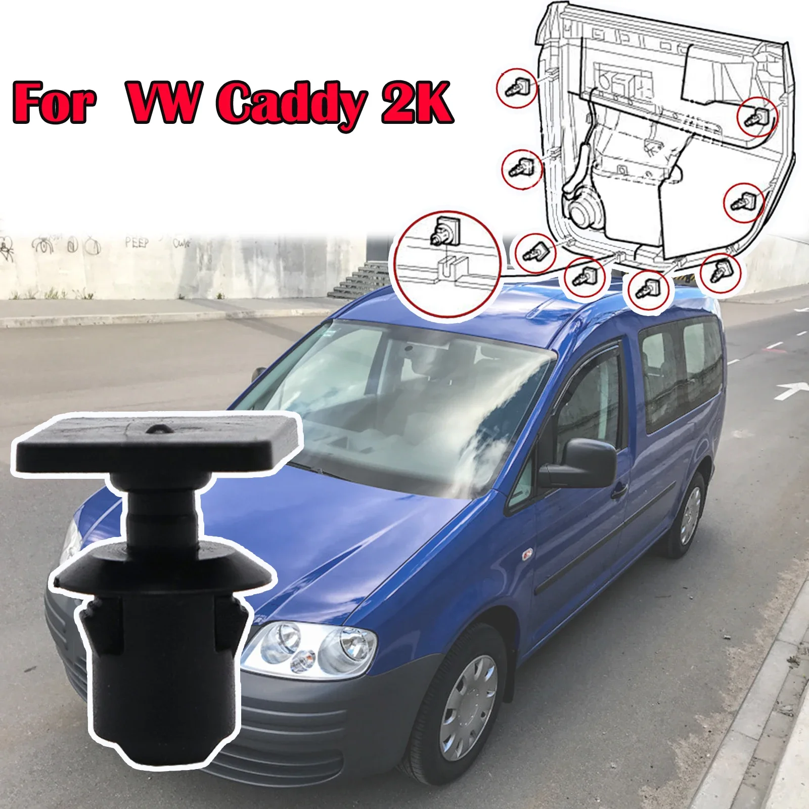 Car Door Panel Card Clips Roof Repair Headliner Fixing Retainer Lining Rivets For VW Caddy 2K 2004 2005 2006 - 2017 Accessories