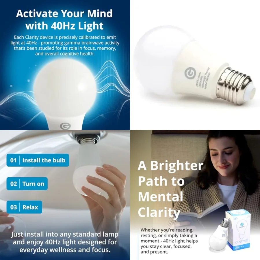 

Clarity - 40Hz Light Bulb by Gamma - Improve Brain Function and Memory - Entrainment Device