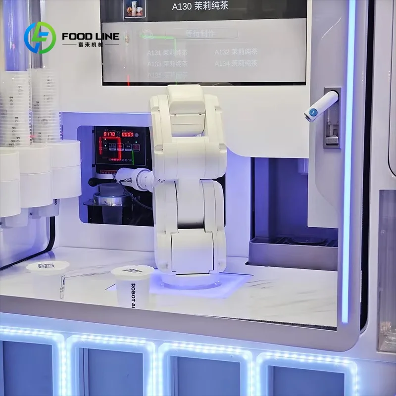 Customized AI New Generation Closed Bubble Tea Robot Unmanned Vending Machine Hot and Cold Drinks Milk Pearl Pure Tea