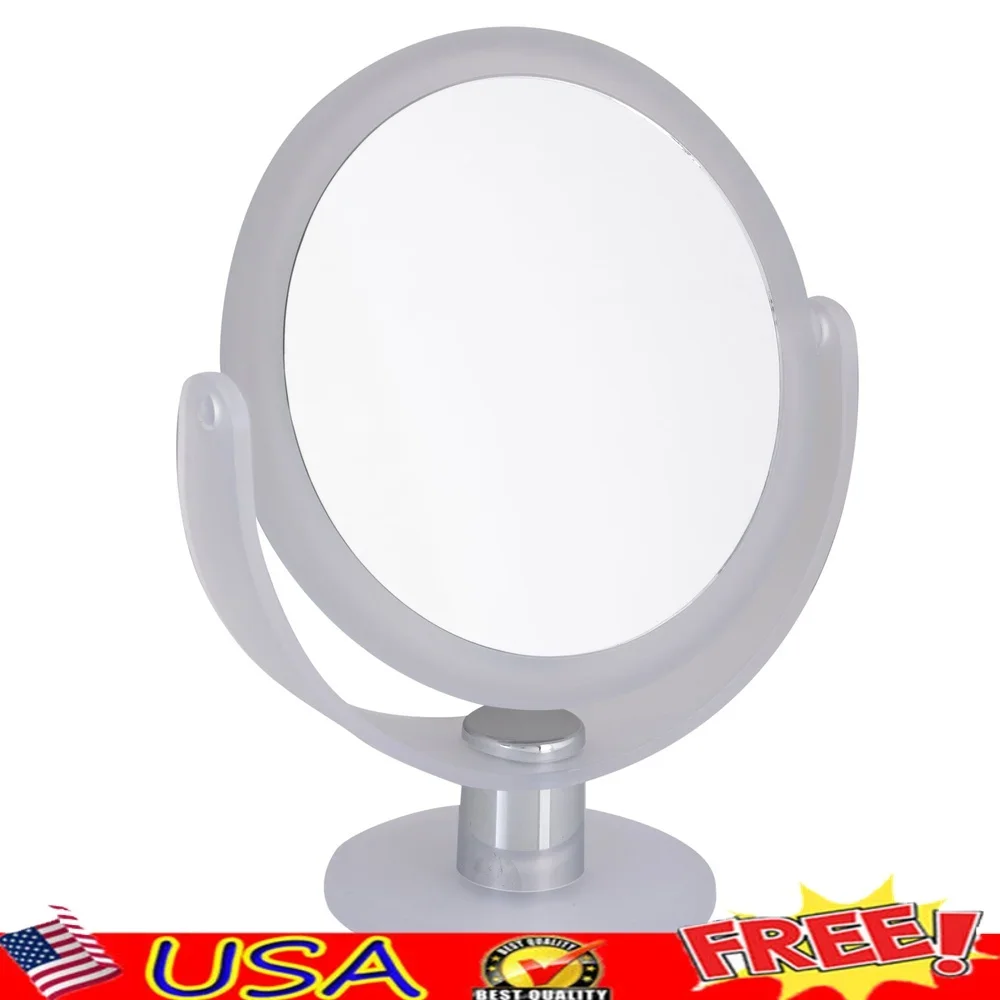 Dual Sided 10X Magnification Rubberized Vanity Mirror Freestanding Makeup Mirror Ideal Dressing Table Desk