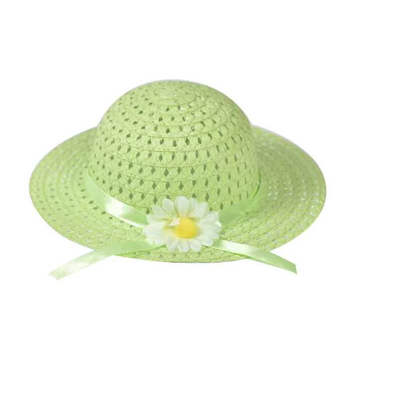 Kids Girls Large Wide Brim Straw Woven Sun Protection Beach Hat Colorful Pompom Ball Summer Floppy Bucket Cap Portable Handbag image 6